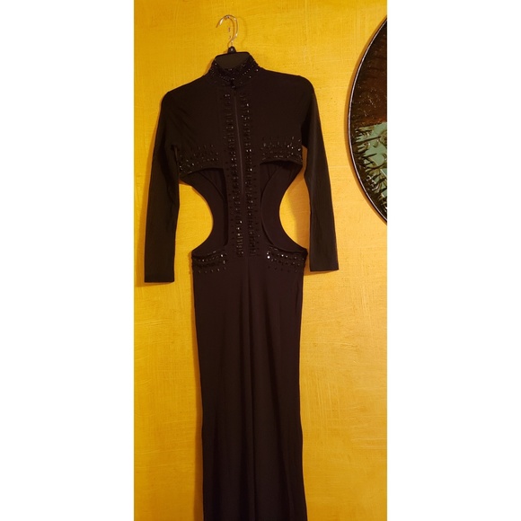 KIKI RIKI CUT-OUT SIDE HIGH NECKLINE GOWN - Picture 3 of 7